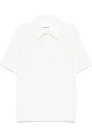 Jil Sander Tops, Heren, Wit, S, Porselein Polo Shirt