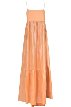 8PM Kleedjes, Dames, Oranje, XS, Katoen, Hazelton Lange Katoenen Voile Jurk