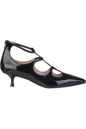 ANNA F. Schoenen, Dames, Zwart, 38 1/2 EU, Leer, Zwarte Lakleren Puntige Neus Hakken