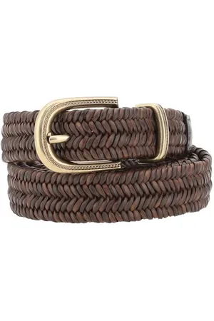 Brunello Cucinelli Accessoires, Dames, Bruin, M, Gevlochten Leren Riem