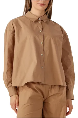 Ruby Tuesday Blouses & Shirts, Dames, Bruin, XL, Linnen, Elegante Ibine Blouse voor Zomer