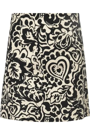 Max Mara Rokken, Dames, Zwart, S, Katoen, Gedrukte Katoenen Korte Rok