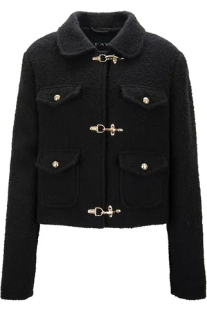 FAY Jassen, Dames, Zwart, L, Wol, Klassieke Wollen Blend Damesjas