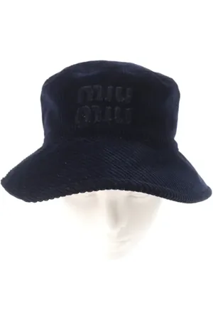 Miu Miu Pre-owned, Dames, Blauw, ONE Size, Katoen, Pre-owned Cotton hats