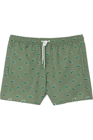 Lacoste Badkleding, Heren, Groen, M, Polyester, Iconische Krokodil Bedrukte Zwemkleding