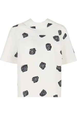 Marni Blouses & Shirts, Dames, Wit, M, Omkeerbare Bloemen Witte Top