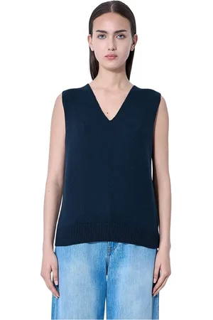 The Row Tops, Dames, Blauw, M, Katoen, Gebreid Wol-Katoen Vest Italië