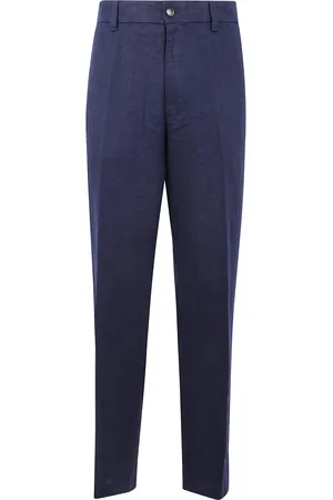 Michael Kors Broeken, Heren, Blauw, W34 L32, Linnen, Rechte Linnen Chino Broek