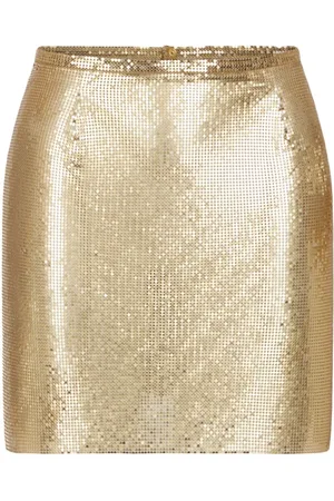 Paco rabanne Rokken, Dames, Geel, S, Gedrukte Mini Rok van Mesh