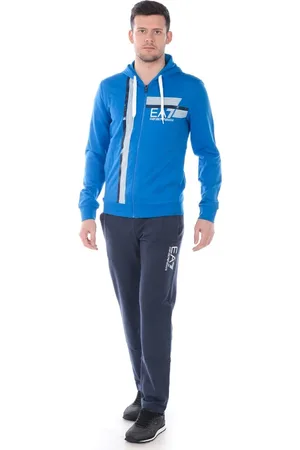EA7 Sport, Heren, Blauw, S, Sportief trainingspak voor actieve levensstijl