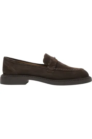 Estro Schoenen, Dames, Bruin, 37 EU, Donkerbruine Penny Loafers voor dames gemaakt van Premium Italiaans echt velours