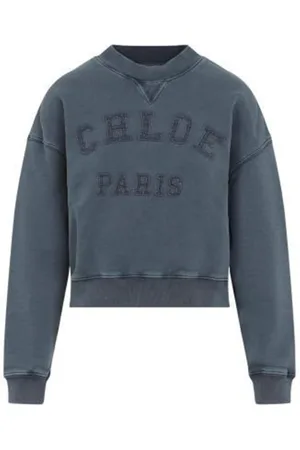 Chloé Sweatshirts & Hoodies, Dames, Blauw, M, Katoen, Blauwe Sweatshirt Gezellige Casual Stijl