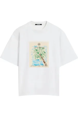 Jacquemus Tops, Heren, Wit, L, Navy Blauw T-shirt