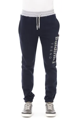 BALDININI Broeken, Heren, Blauw, M, Katoen, Sportieve Elastische Taille Katoenen Broek