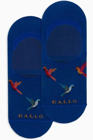 Gallo Ondergoed, unisex, Veelkleurig, M, Katoen, Unisex blauwe katoenen onzichtbare sokken met papegaaienpatroon