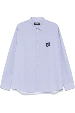 Dsquared2 Overhemden, Heren, Blauw, M, Navy Logo Print Shirt