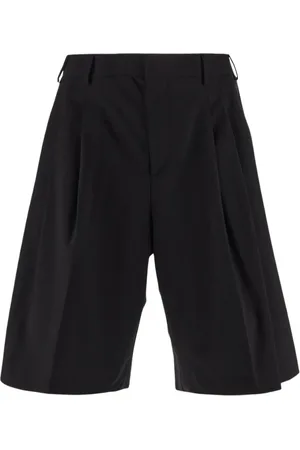 LANEUS Korte broeken, Heren, Zwart, S, Wol, Zwarte wollen Bermuda shorts met zakken