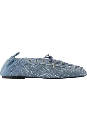 Ganni Schoenen, Dames, Blauw, 41 EU, Denim, Blauwe Denim Eyelets Ballerinas