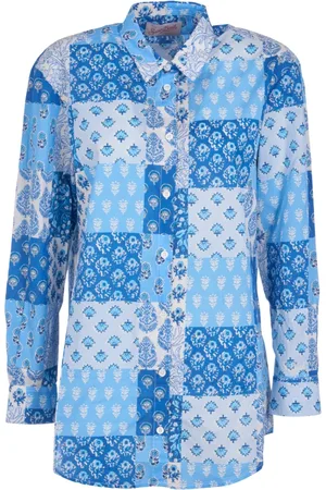 MC2 SAINT BARTH Blouses & Shirts, Dames, Blauw, L, Katoen, Lichtblauw Shirt met Cam. Patch