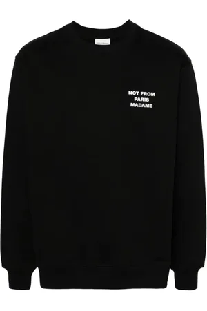 Drôle de Monsieur Sweatshirts & Hoodies, Heren, Zwart, M, Katoen, Zwarte Slogan Sweatshirt Stijlvol Comfortabel