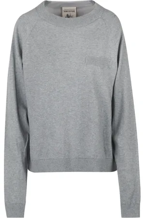 SEMICOUTURE Truien, Dames, Grijs, L, Katoen, Zijde Katoen Raglan Trui
