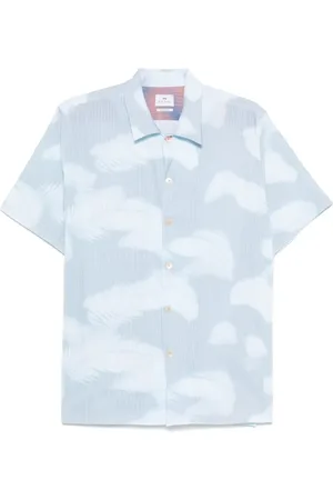 Paul Smith Overhemden, Heren, Blauw, XL, Heldere Blauwe Camp Kraag Shirt