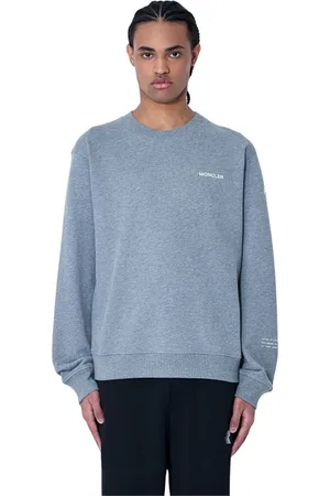 Moncler Sweatshirts & Hoodies, Heren, Grijs, M, Katoen, Katoen-Jersey Logo Motif Sweatshirt