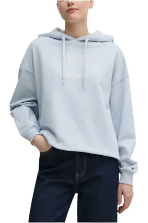 Tommy Hilfiger Sweatshirts & Hoodies, Dames, Blauw, S, Katoen, Hooded Sweatshirt met vlagprint