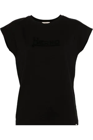 HERNO Tops, Dames, Zwart, M, Katoen, Zwart T-shirt & Polo voor vrouwen