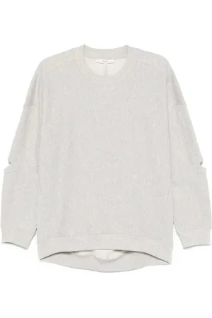 tibi Sweatshirts & Hoodies, Dames, Grijs, L, Katoen, Cut-Out Crewneck Sweatshirt in Grijs