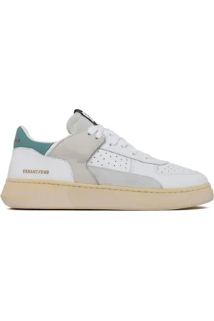RUN OF Schoenen, Dames, Wit, 38 EU, Katoen, Groen en wit leren sneakers