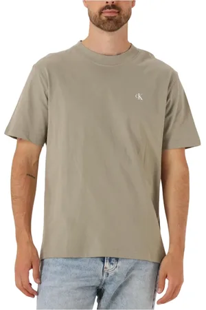 Calvin Klein Tops, Heren, Groen, XL, Geschilderd Tee voor Stijlvolle Mannen