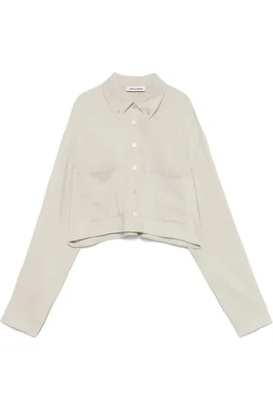 Low Classic Jassen, Dames, , M, Linnen, Linnen Crop Shirt met Zak