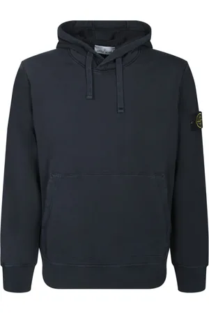 Stone Island Sweatshirts & Hoodies, Heren, Blauw, L, Blauwe Geborstelde Stof Verstelbare Hoodie