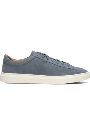 HUGO BOSS Schoenen, Heren, Blauw, 40 EU, Suède, Blauwe Suède Lage Sneakers