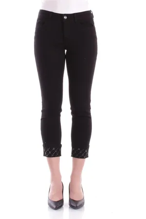 Liu Jo Jeans, Dames, Zwart, W27, Katoen, Zwarte Skinny Jeans met Strass Decoraties