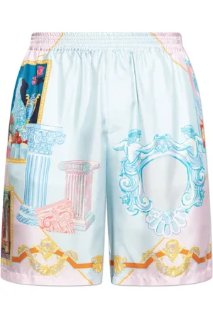 VERSACE Badkleding, Heren, Veelkleurig, XL, Zijden Twill Shorts