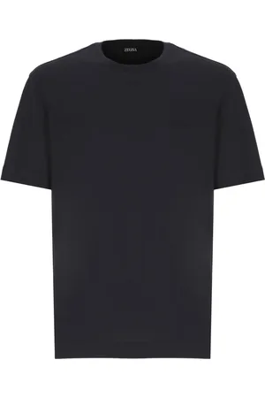 Ermenegildo Zegna Tops, Heren, Blauw, XL, Katoen, Blauw Katoenen T-shirt met Geborduurd Logo