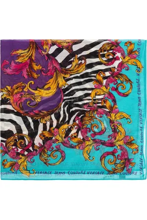 VERSACE Accessoires, Dames, Veelkleurig, ONE Size, Wol, Sjaal met Barocco-print