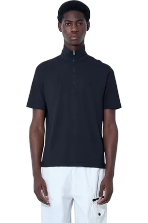 C.P. Company Tops, Heren, Zwart, XL, Katoen, Katoenen Jersey Half-Zip Polo Shirt