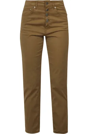 Dondup Broeken, Dames, Bruin, W28, Katoen, Wijde Pasvorm Drill Broek Koons Model