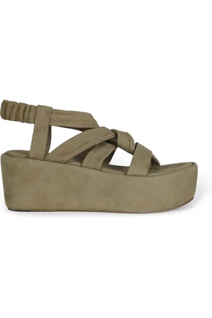 Cortana Schoenen, Dames, Groen, 36 EU, Leer, Ryo, mosgroene plateau sandaal