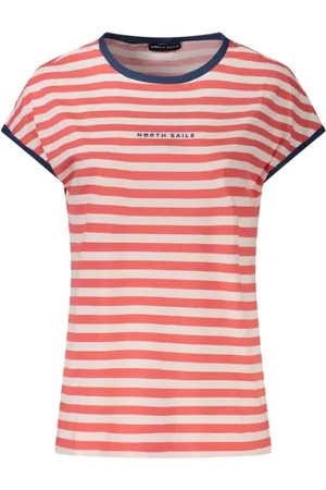 North Sails Tops, Dames, Veelkleurig, XL, Gestreept mouwloos T-shirt met reliëflogo