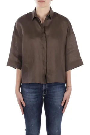 Max Mara Blouses & Shirts, Dames, Groen, XS, Linnen, Linnen damesoverhemd met knoopsluiting aan de voorkant