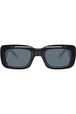 The Attico Accessoires, Dames, Zwart, ONE Size, Stijlvolle Zwarte en Geelgouden Zonnebril