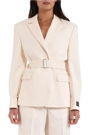 Msgm Jassen, Dames, , M, Leer, Canvas Riemjasje met Klassieke Revers