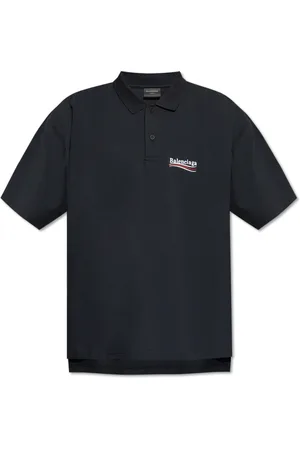 Balenciaga Tops, Heren, Zwart, M, Katoen, Polo met geborduurd logo