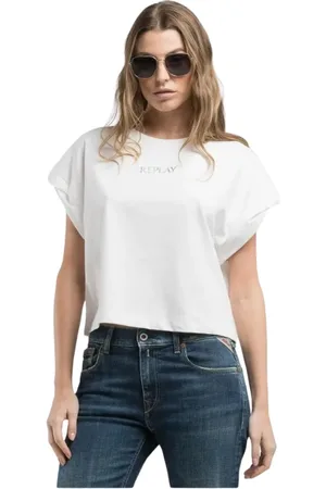 Replay Tops, Dames, Wit, S, Korte Mouw T-shirt Vrouwen