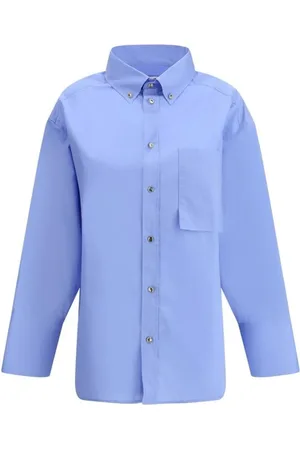 DARKPARK Blouses & Shirts, Dames, Blauw, S, Katoen, Klassiek Katoenen Overhemd met Verstelbare Manchetten