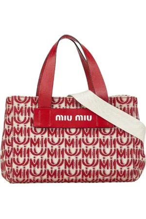 Miu Miu Pre-owned, Dames, Rood, ONE Size, Leer, Tweedehands Canvas handtassen
